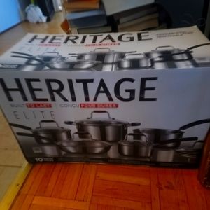 Heritage Elite Stainless Steel Cookware Set, Dishwasher & Oven Safe, 10-pc